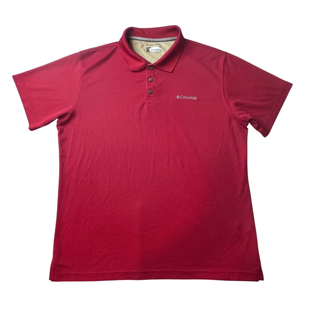 Columbia Polo Shirt Mens L Red Omni-Wick AM0126 Short Sleeve Performance Outdoor